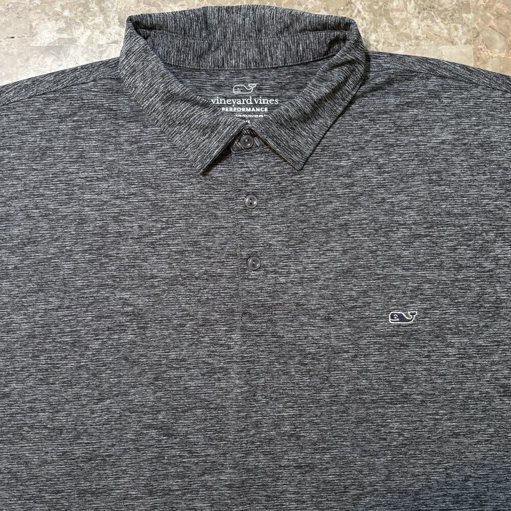 Vineyard Vines Polo Shirt Mens 2XL Black Short Sleeve Performance Golf Basic